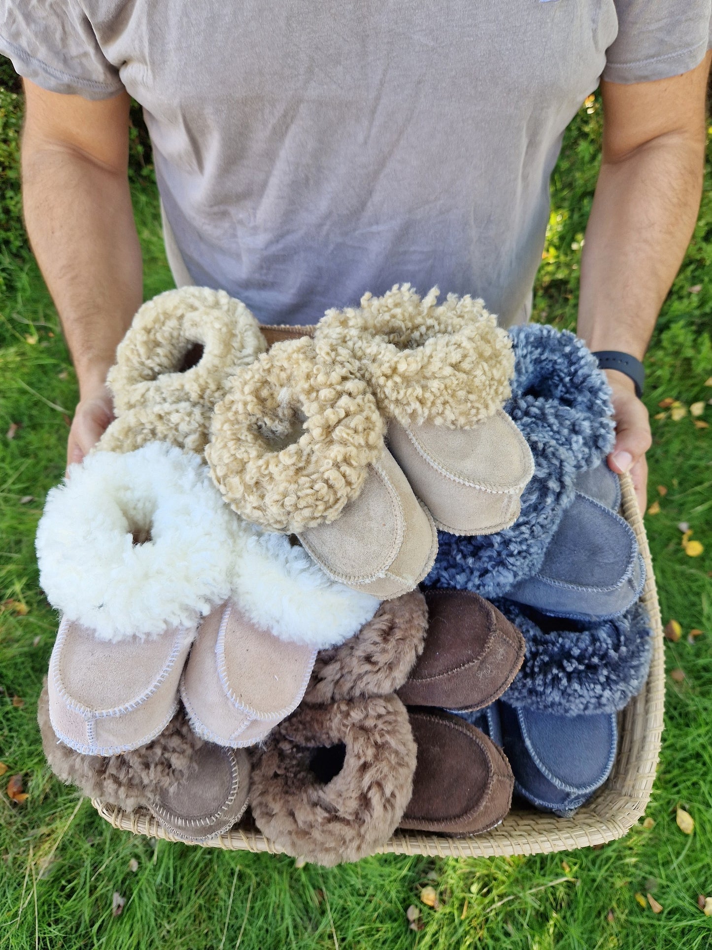 Fårskinnstofflor Handgjorda Taupe - Baby