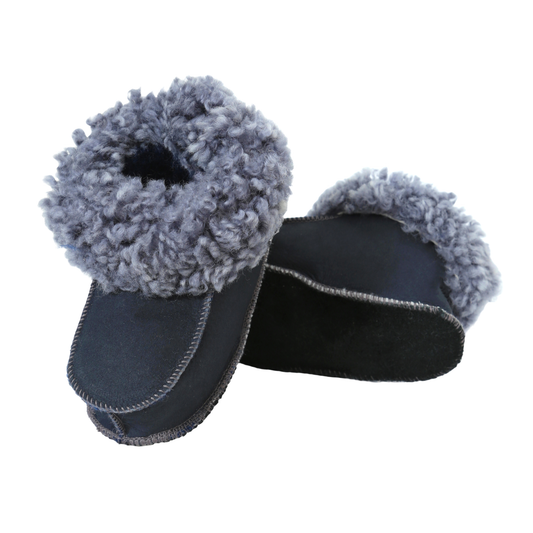 Fårskinnstofflor Handgjorda Marinblå