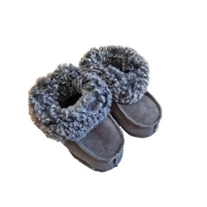 Fårskinnstofflor Handgjorda Grå - Baby