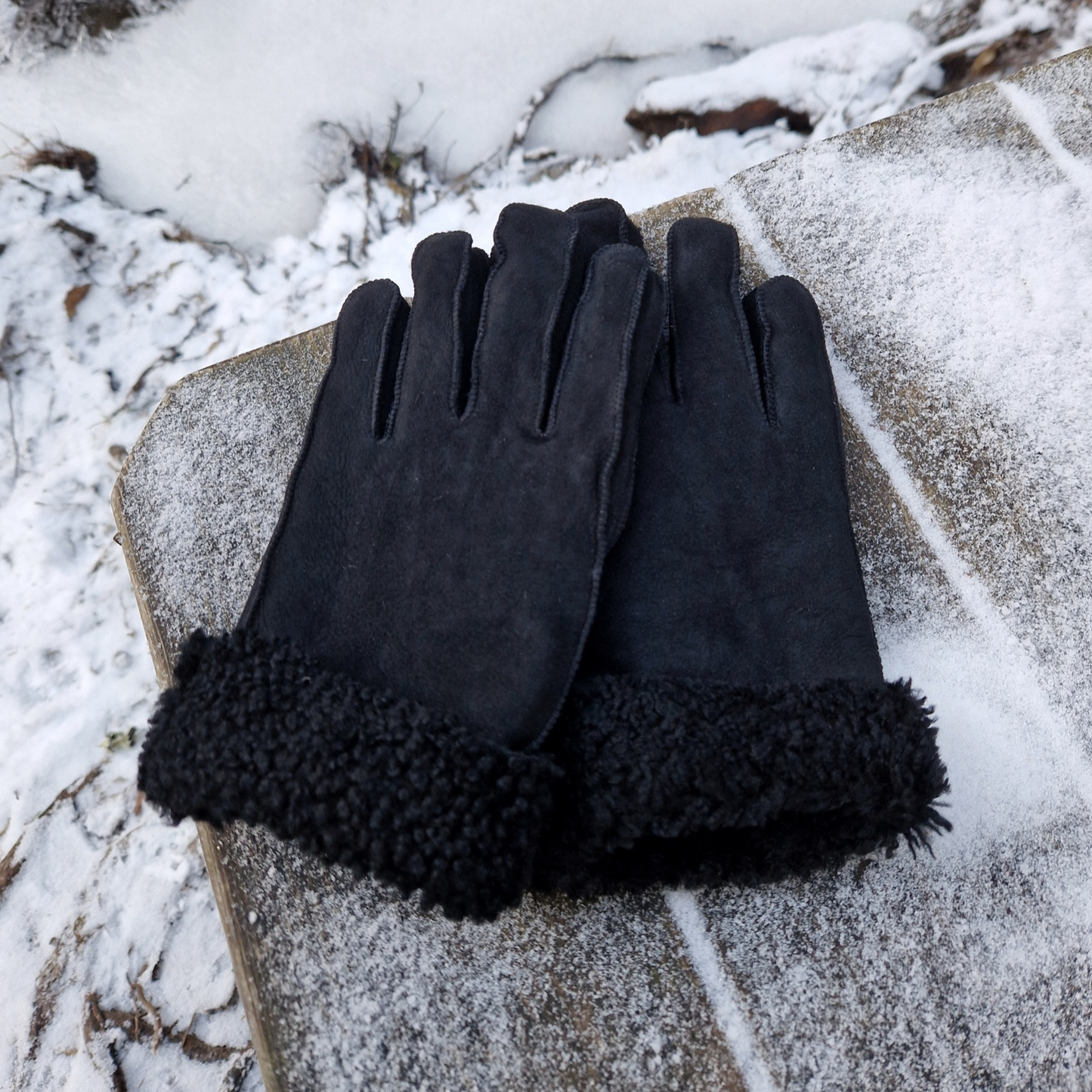 Helios Fårskinnshandskar Svarta