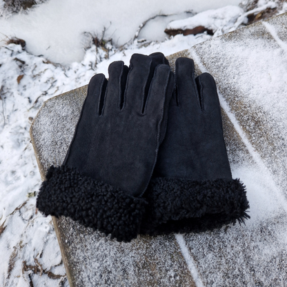 Helios Fårskinnshandskar Svarta