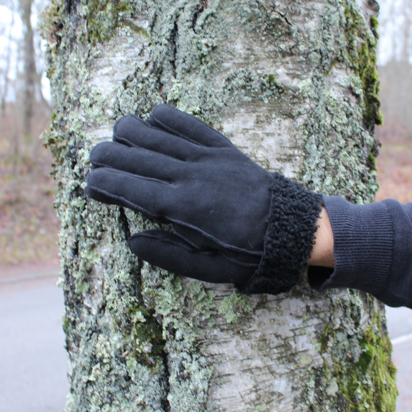 Helios Fårskinnshandskar Svarta