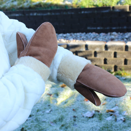 Fårskinnsvantar Handgjorda Ljusbrun