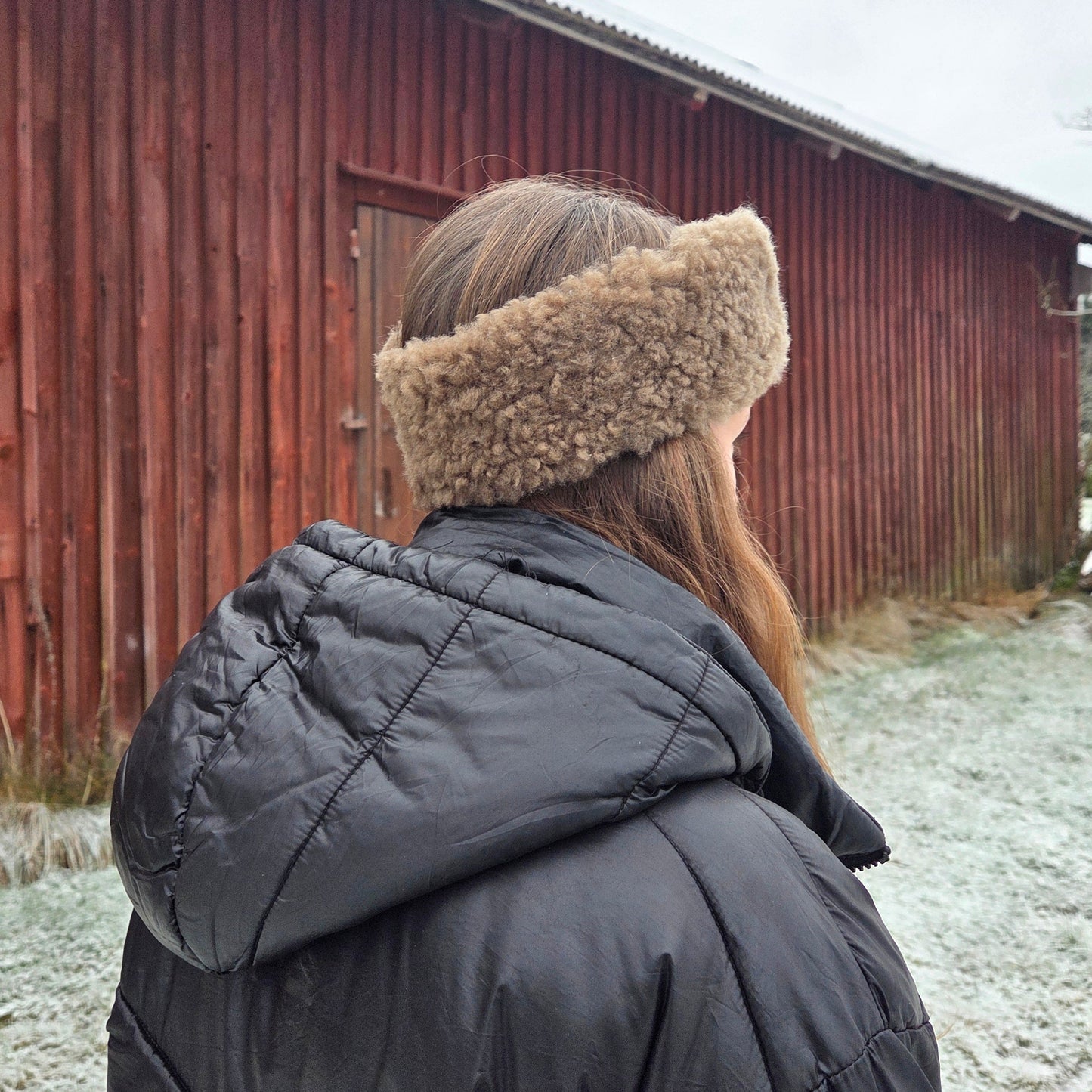Pannband i Fårskinn Ljusbrun